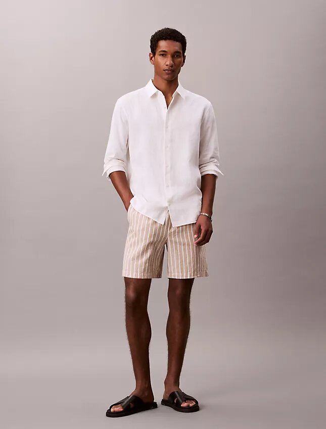 Linen Blend Stripe Shorts Linen Blend Stripe Shorts