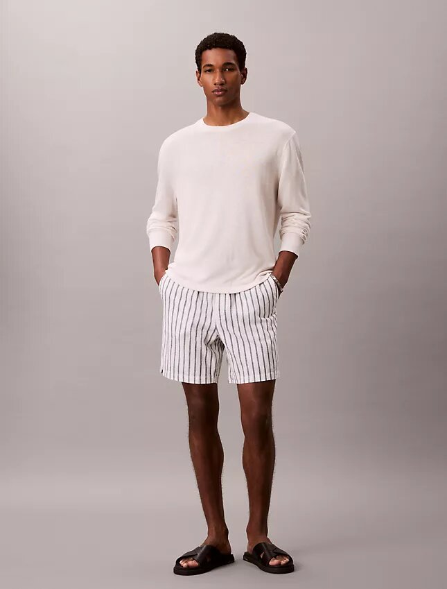 Linen Blend Stripe Shorts Linen Blend Stripe Shorts