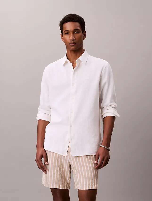 Linen Blend Stripe Shorts Linen Blend Stripe Shorts