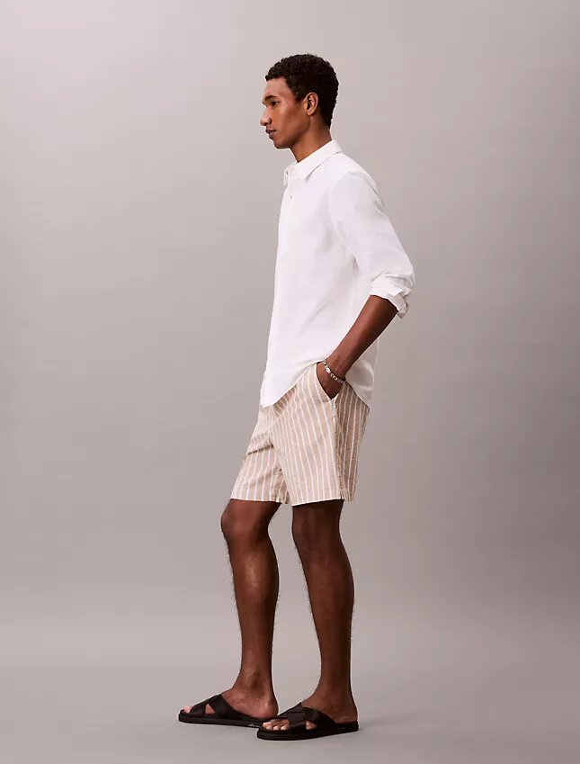 Linen Blend Stripe Shorts Linen Blend Stripe Shorts