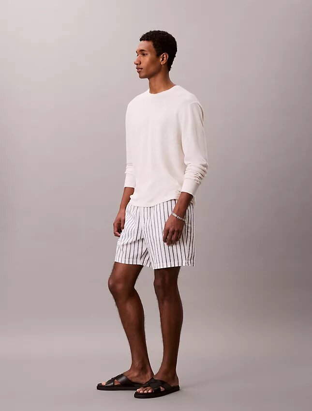 Linen Blend Stripe Shorts Linen Blend Stripe Shorts