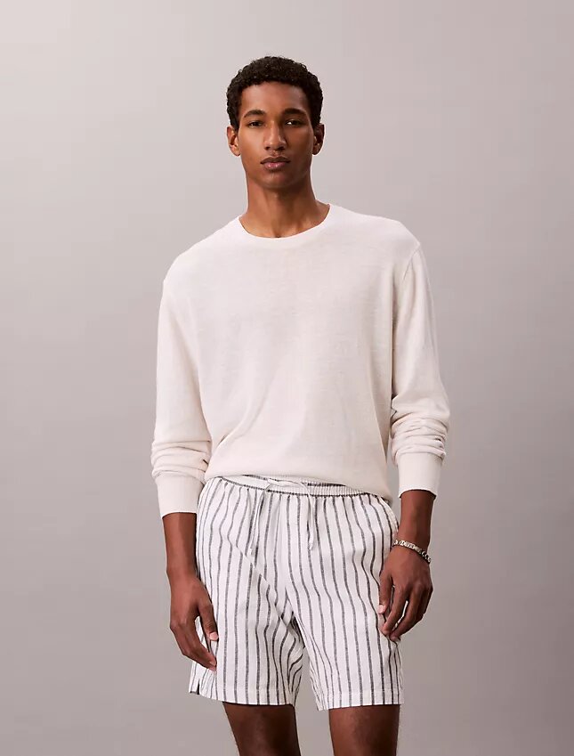 Linen Blend Stripe Shorts Linen Blend Stripe Shorts