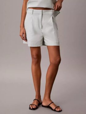 Linen Blend Tailored Shorts