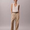 Linen Blend Tailored Wide Leg Pants Linen Blend Tailored Wide Leg Pants