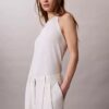 Linen Blend Tailored Wide Leg Pants Linen Blend Tailored Wide Leg Pants