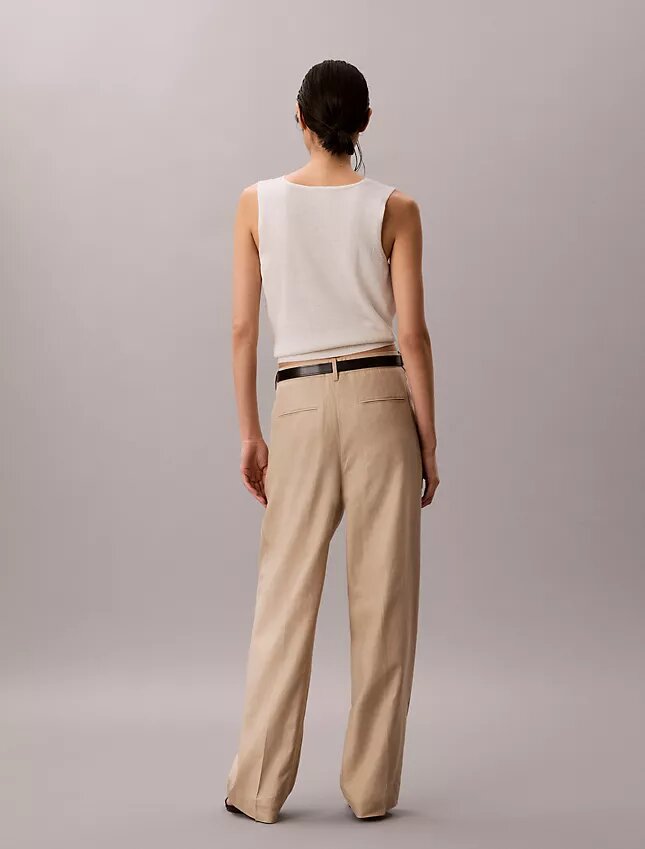 Linen Blend Tailored Wide Leg Pants Linen Blend Tailored Wide Leg Pants