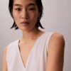 Linen Blend V-Neck Sleeveless Belted Dress Linen Blend V-Neck Sleeveless Belted Dress