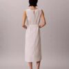 Linen Blend V-Neck Sleeveless Belted Dress Linen Blend V-Neck Sleeveless Belted Dress