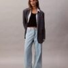 Linen Blend Wide Leg Jeans