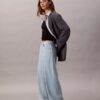Linen Blend Wide Leg Jeans
