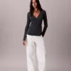 Linen Blend Wrap Sweater