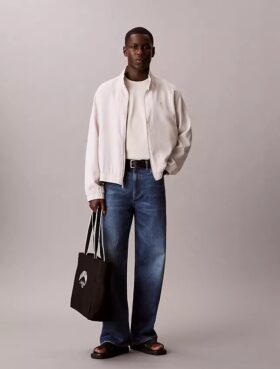 Linen Cotton Mock Neck Jacket