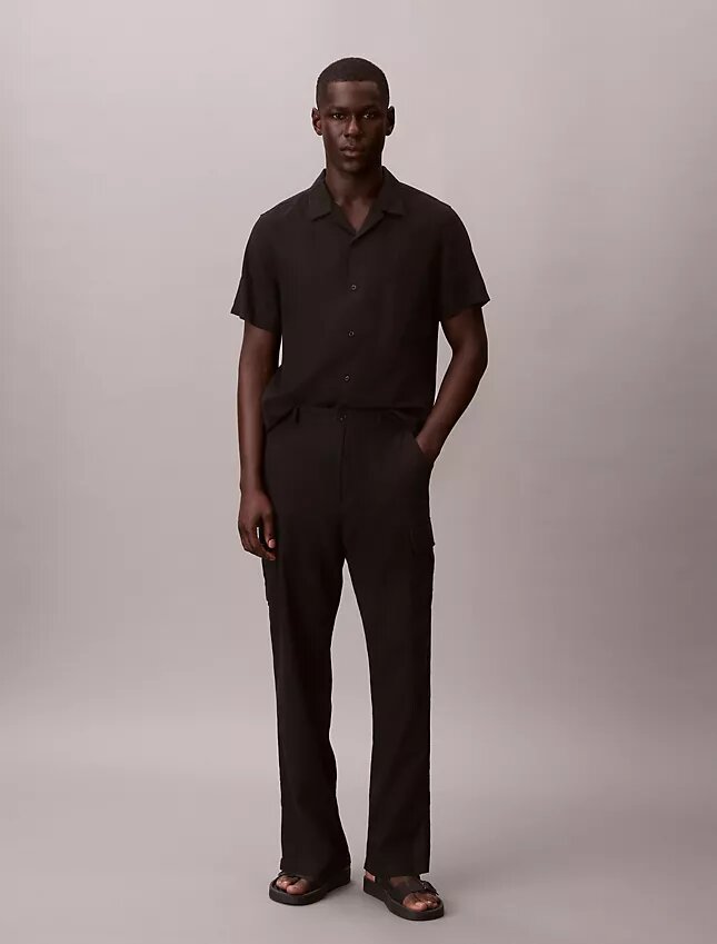 Linen Cotton Relaxed Straight Cargo Pants Linen Cotton Relaxed Straight Cargo Pants