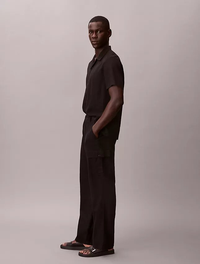 Linen Cotton Relaxed Straight Cargo Pants Linen Cotton Relaxed Straight Cargo Pants