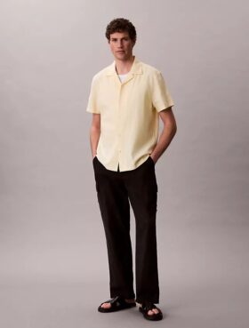 Linen Cotton Short Sleeve Button-Down Shirt