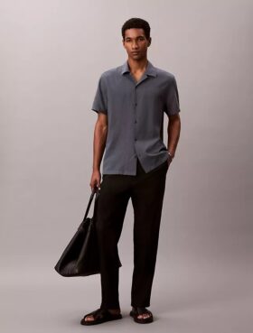 Linen Cotton Short Sleeve Button-Down Shirt