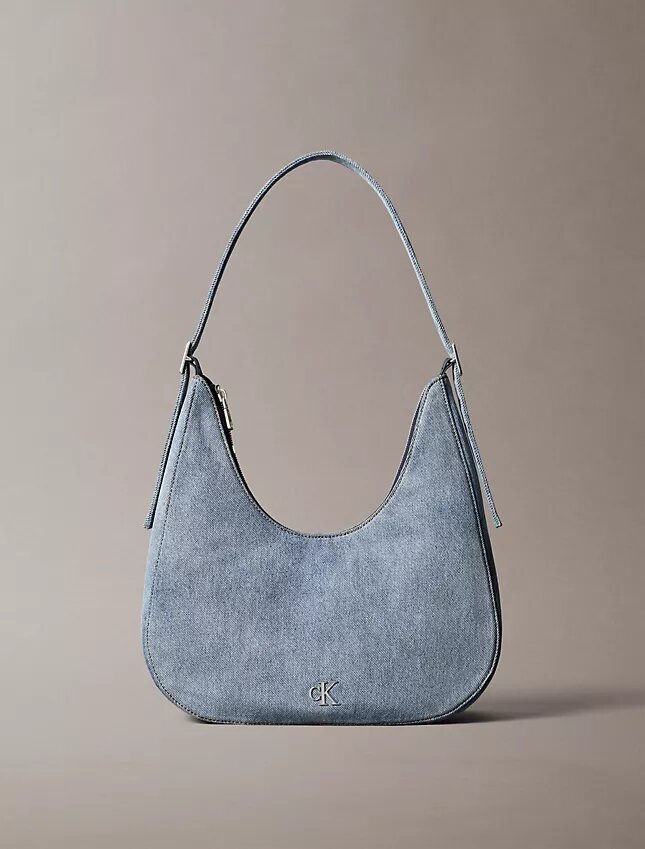 Logo Denim Crescent Crossbody Bag Logo Denim Crescent Crossbody Bag