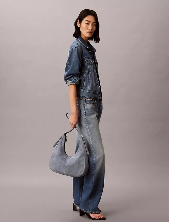 Logo Denim Crescent Crossbody Bag Logo Denim Crescent Crossbody Bag