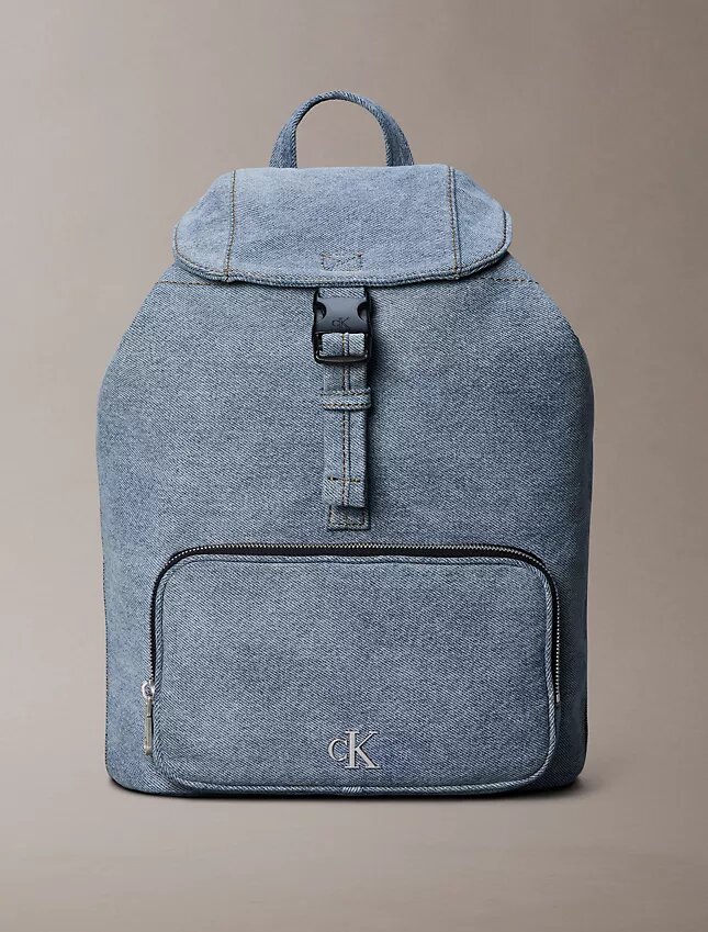 Logo Denim Mini Flap Backpack Logo Denim Mini Flap Backpack