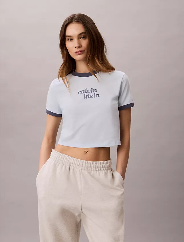 Logo Graphic Cropped Ringer T-Shirt Logo Graphic Cropped Ringer T-Shirt
