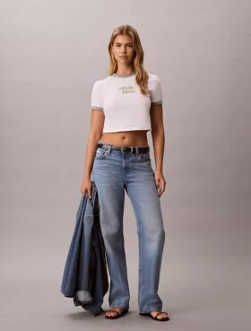 Logo Graphic Cropped Ringer T-Shirt