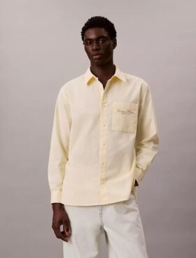 Logo Graphic Washed Oxford Button-Down Shirt