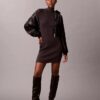 Lurex Merino Wool Blend Rib Sweater Dress
