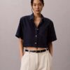 Lyocell Blend Cropped Boxy Shirt Lyocell Blend Cropped Boxy Shirt