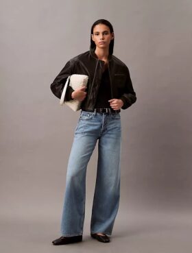 Lyocell Blend Wide Leg Jeans