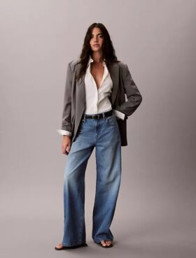 Lyocell Blend Wide Leg Jeans