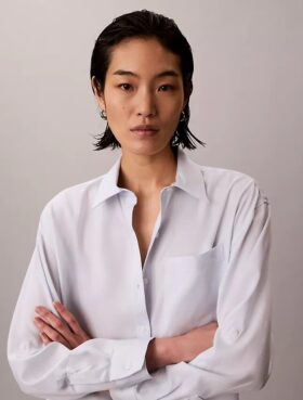 Lyocell Roll Tab Button-Down Shirt