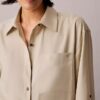 Lyocell Roll Tab Button-Down Shirt