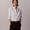 Lyocell Roll Tab Button-Down Shirt