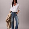 Lyocell Roll Tab Button-Down Shirt