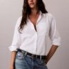 Lyocell Roll Tab Button-Down Shirt