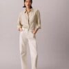Lyocell Roll Tab Button-Down Shirt