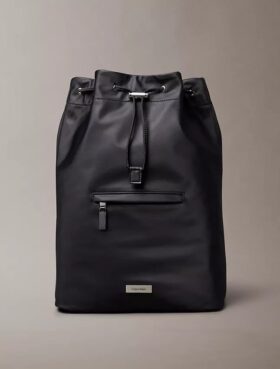 Matte Nylon Drawstring Backpack