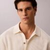 Mesh Stitch Button-Down Sweater