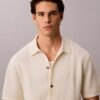Mesh Stitch Button-Down Sweater