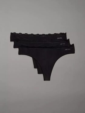 Microfiber Stretch with Lace 3-Pack Thong