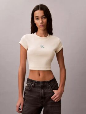 Monogram Stripe Rib Baby Tee