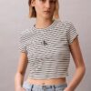 Monogram Stripe Rib Baby Tee
