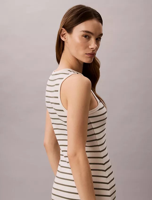 Monologo Rib Stripe Midi Dress Monologo Rib Stripe Midi Dress