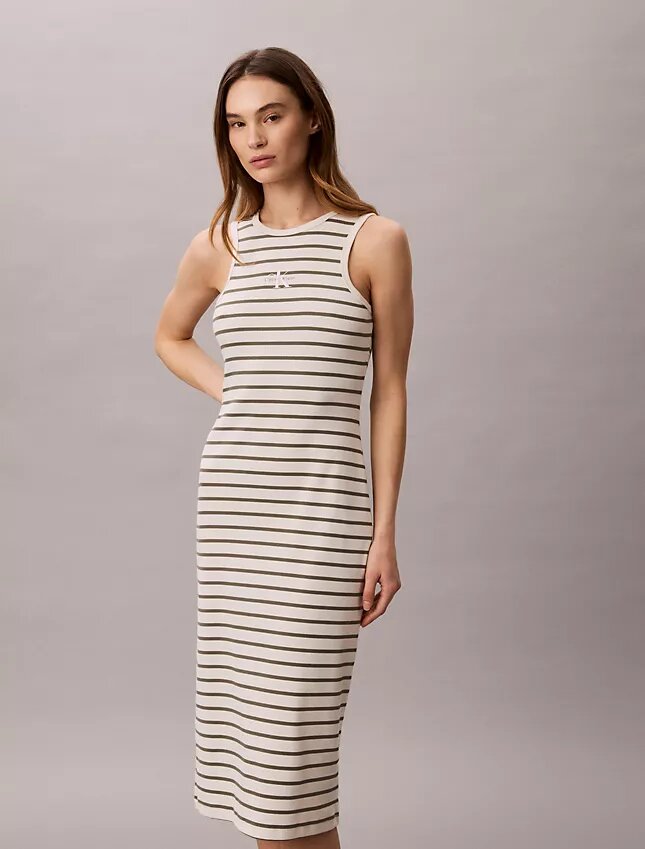 Monologo Rib Stripe Midi Dress Monologo Rib Stripe Midi Dress