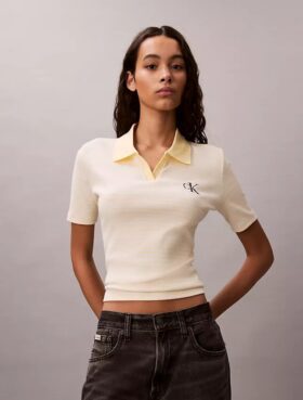 Monologo Stripe Rib Polo T-Shirt