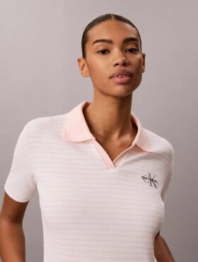 Monologo Stripe Rib Polo T-Shirt