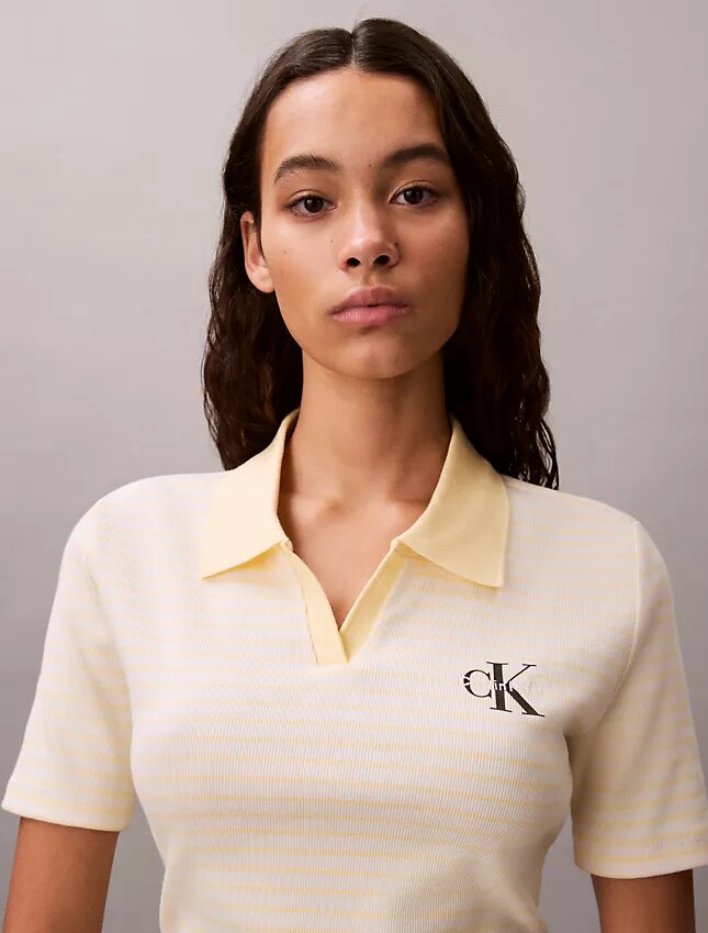 Monologo Stripe Rib Polo T-Shirt Monologo Stripe Rib Polo T-Shirt