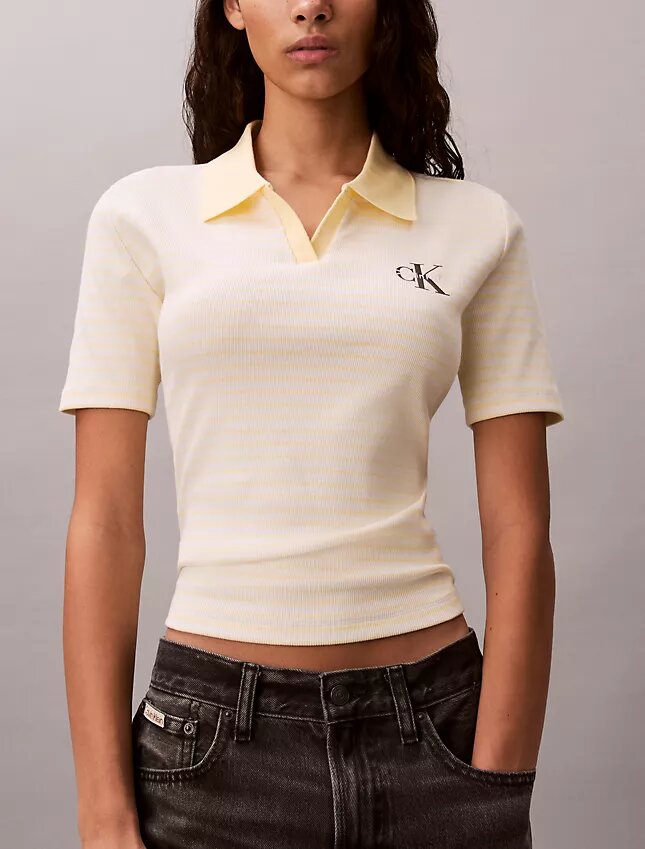 Monologo Stripe Rib Polo T-Shirt Monologo Stripe Rib Polo T-Shirt