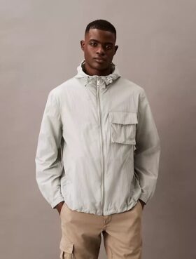 Nylon Hooded Relaxed Jacket