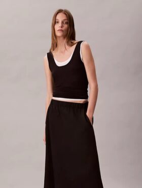 Nylon Midi Pull-On Skirt
